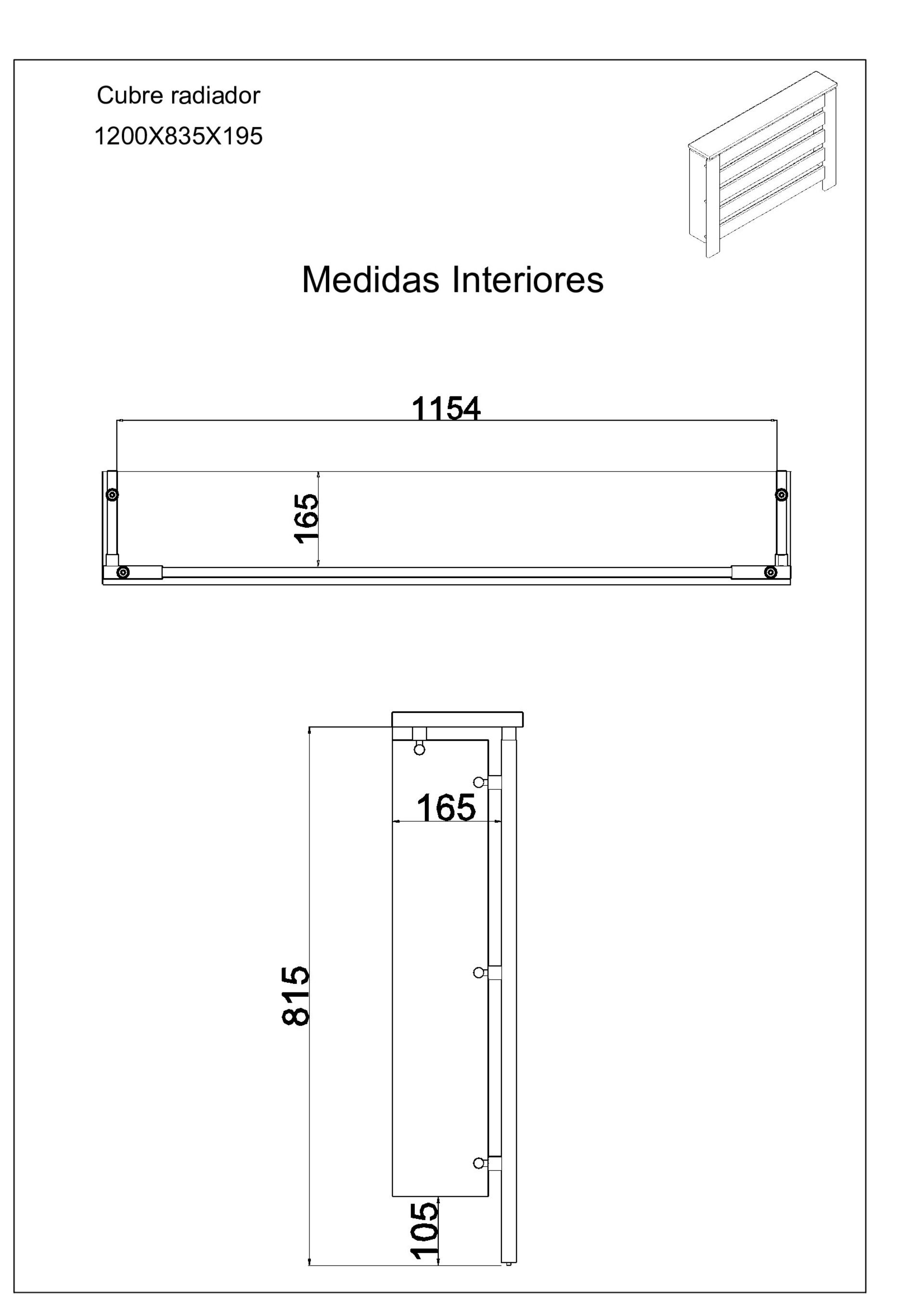 Cubre radiador Hércules  Roble/Blanco 120cm - 7