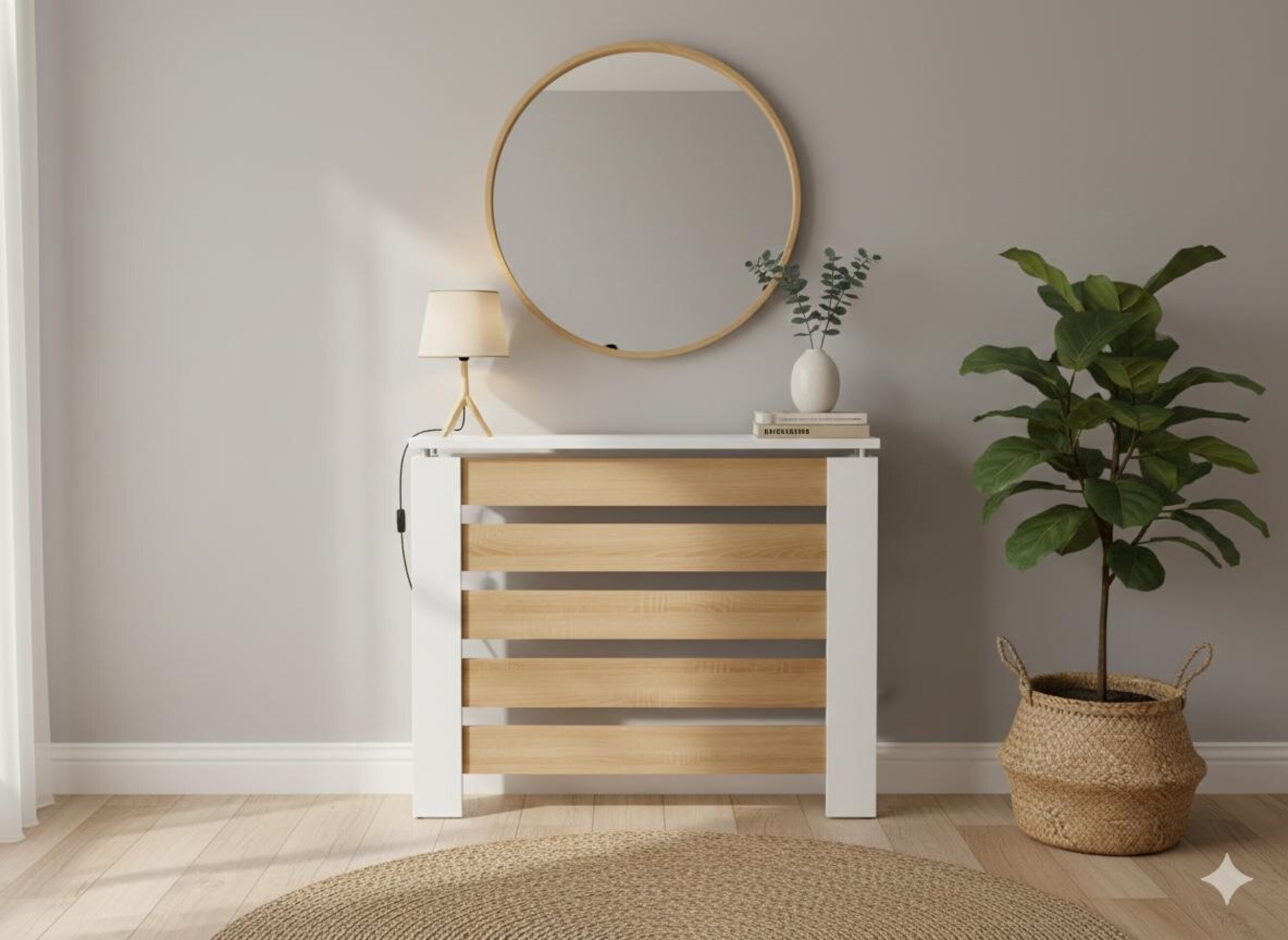 Cubre radiador Hércules Blanco/Frente roble 90cm - 2