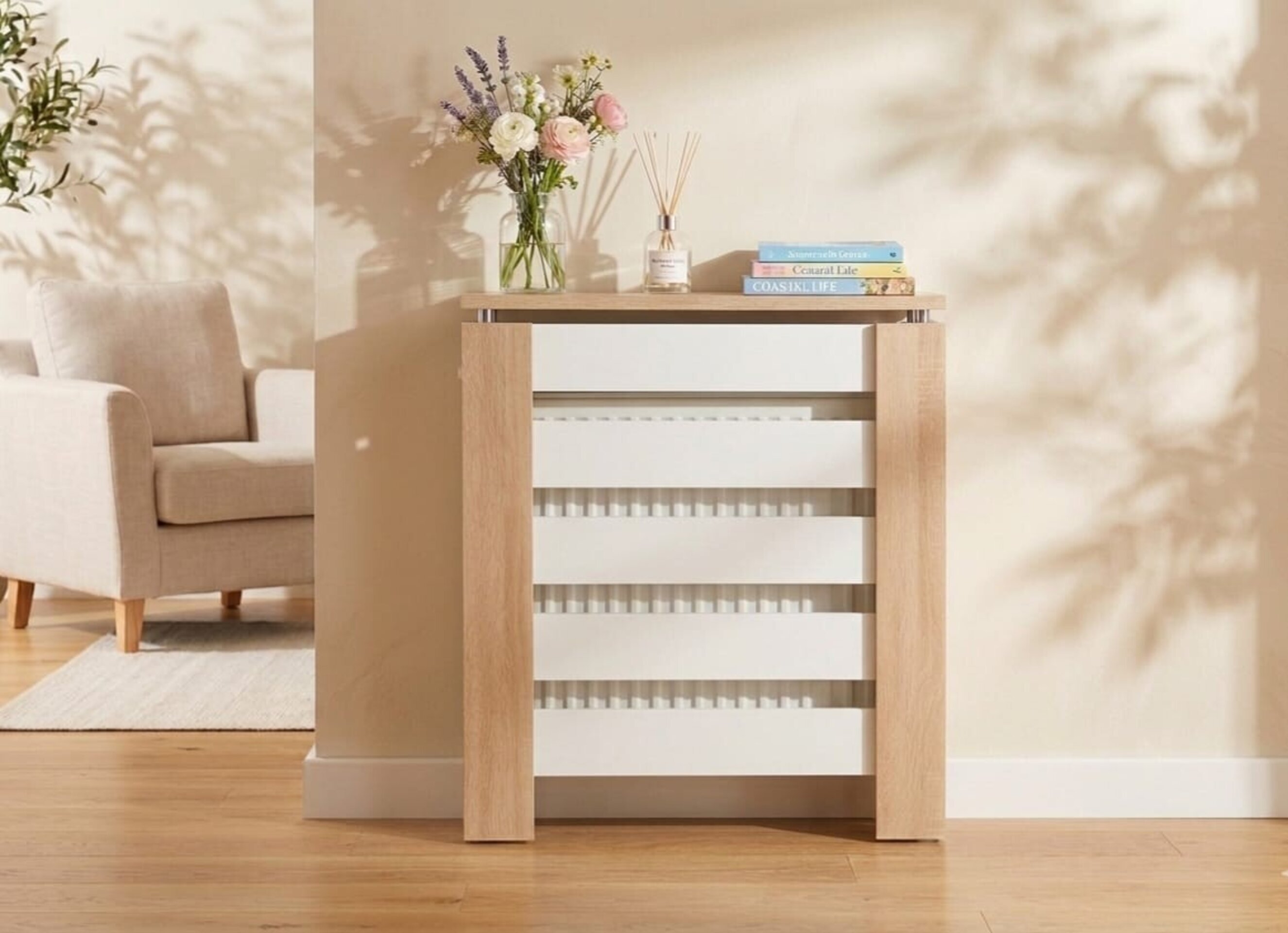 Cubre radiador Hércules  Roble/Blanco 60cm - 2