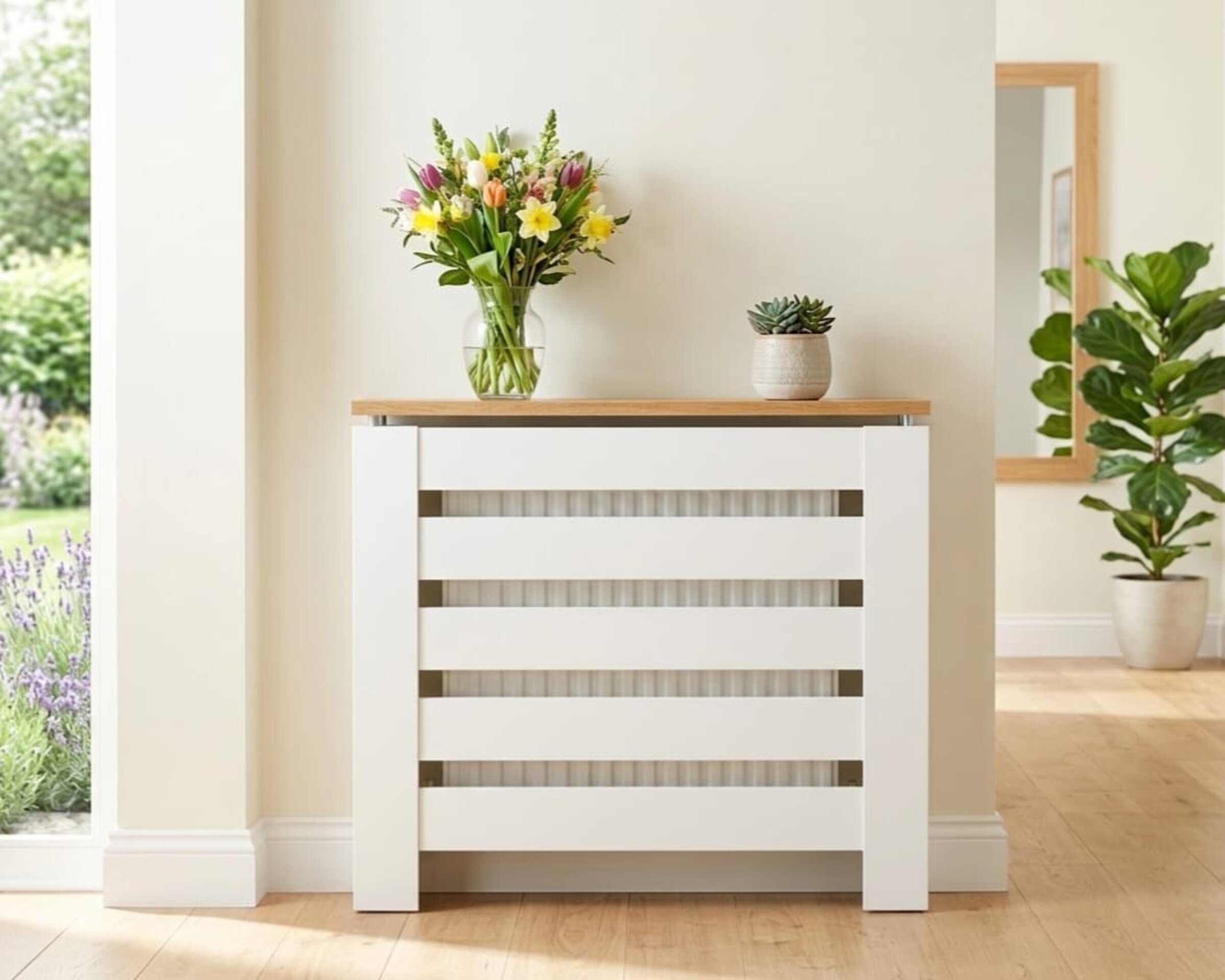 Cubre radiador Hércules Blanco/Roble 90cm - 2