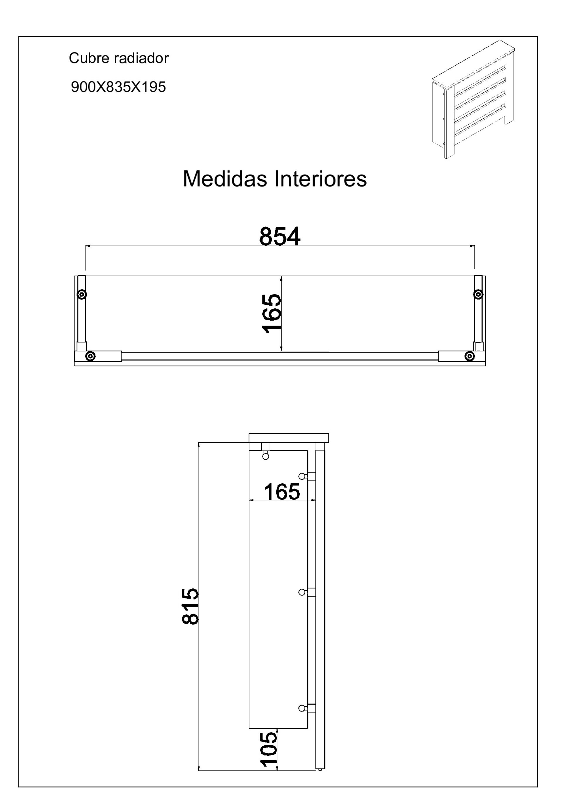 Cubre radiador Hércules Blanco/Frente roble 90cm - 4