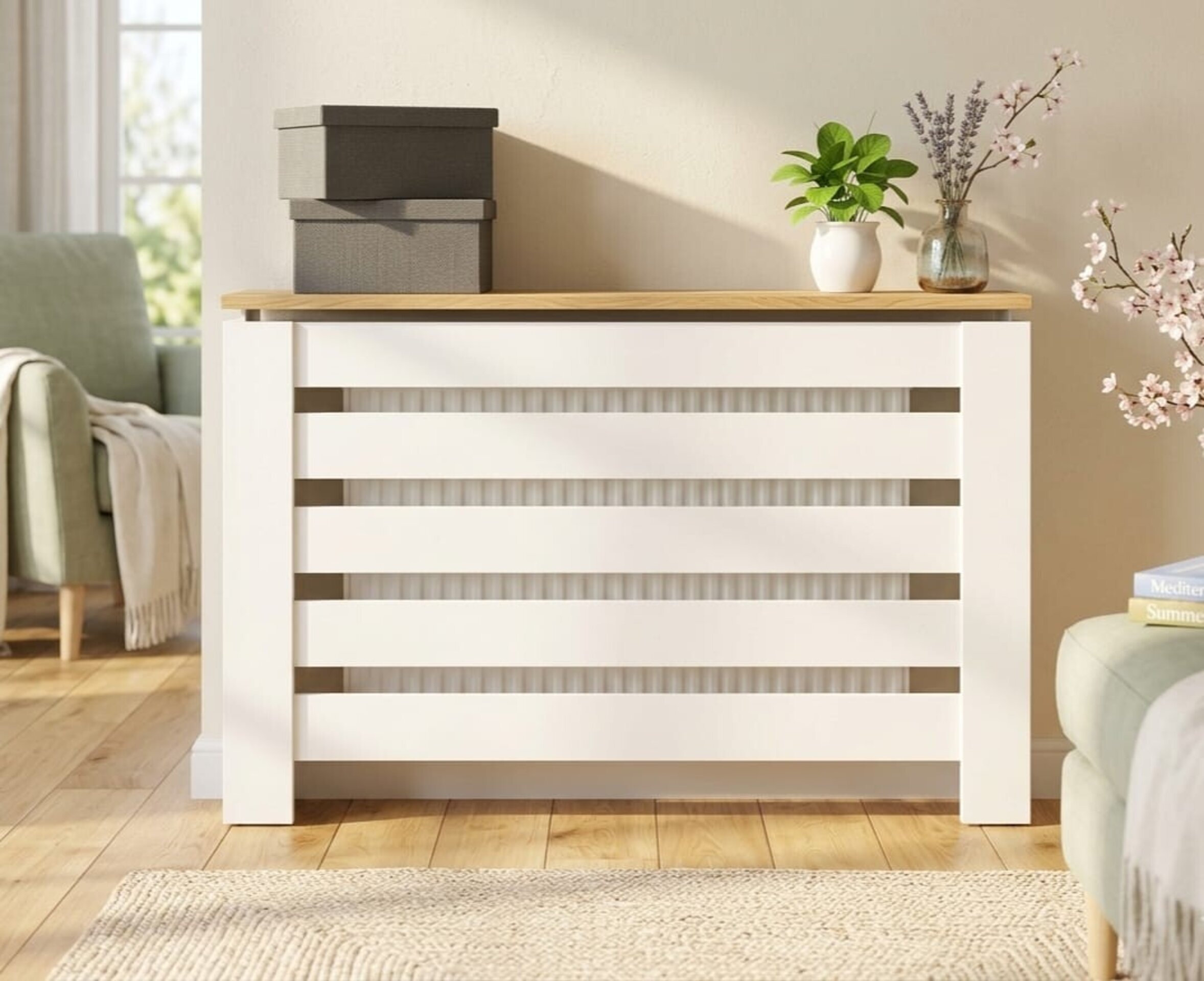 Cubre radiador Hércules Blanco/Roble 120cm - 2