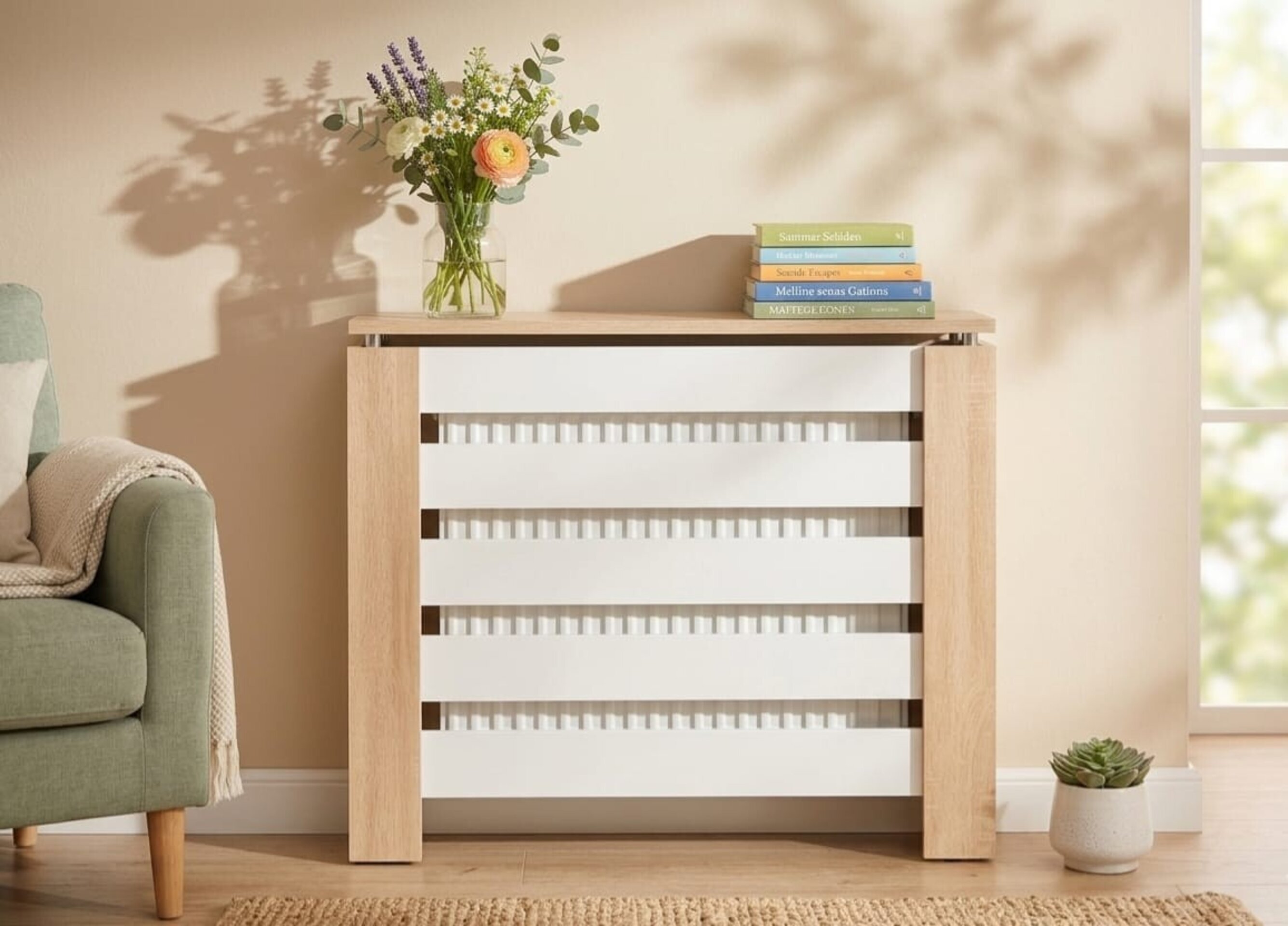 Cubre radiador Hércules  Roble/Blanco 90cm - 2