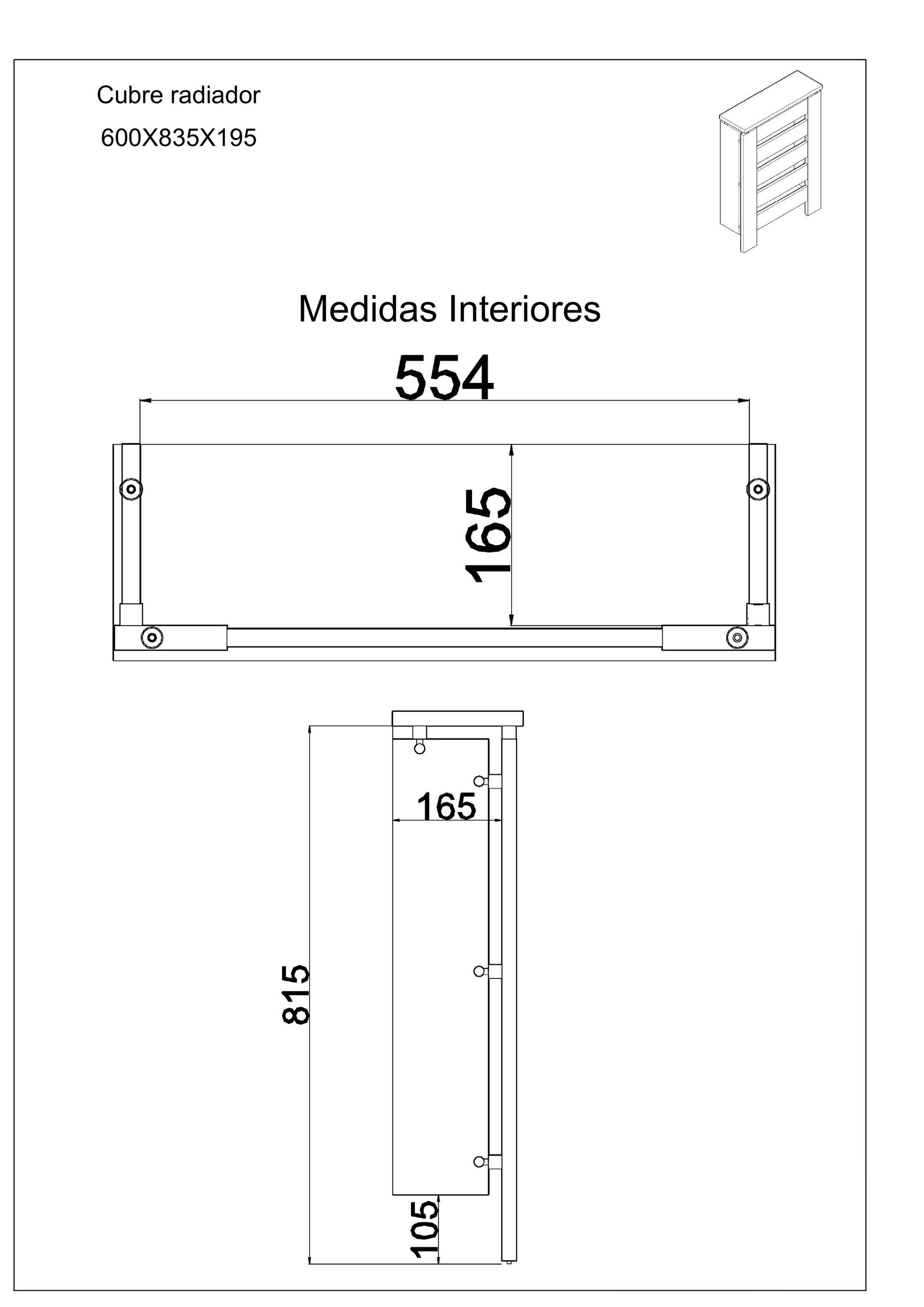 Cubre radiador Hércules Roble 60cm - 7