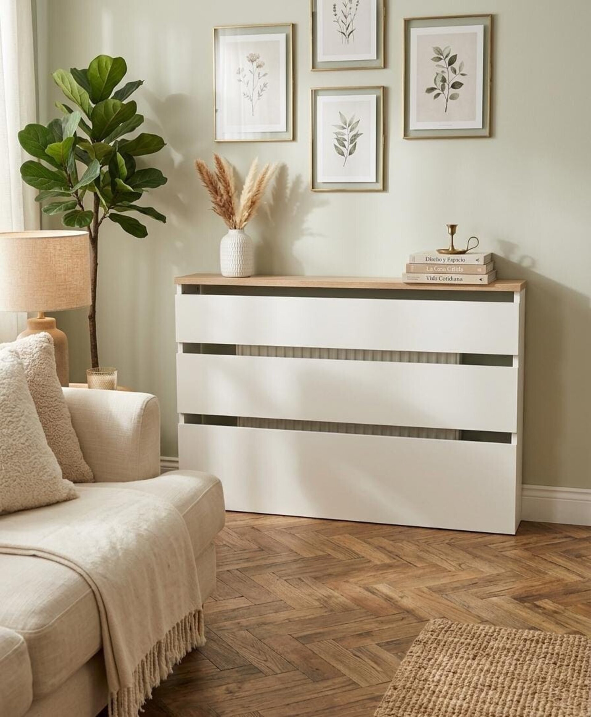 Cubre radiador Hermes Blanco/Roble 120 cm - 1